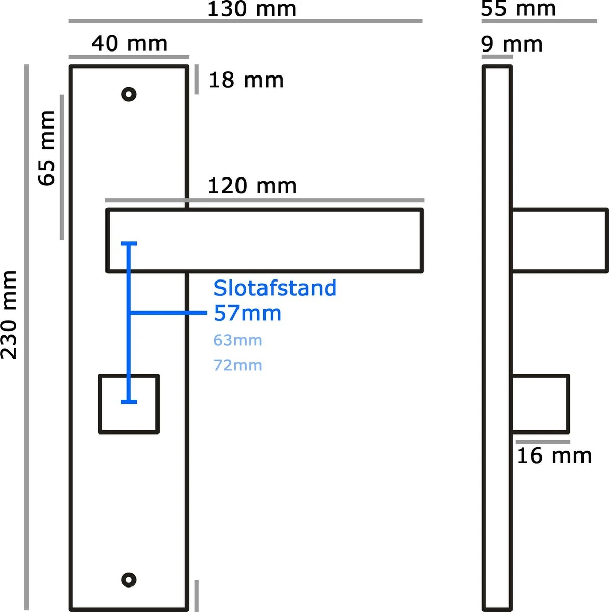 Deurklink Met WC Slot - 57mm - Eliot Serie Op Schild - Mat Zwart - Complete Set 5 Deurklink Met WC Slot - 57mm - Eliot Serie Op Schild - Mat Zwart - Complete Set - Afbeelding 3