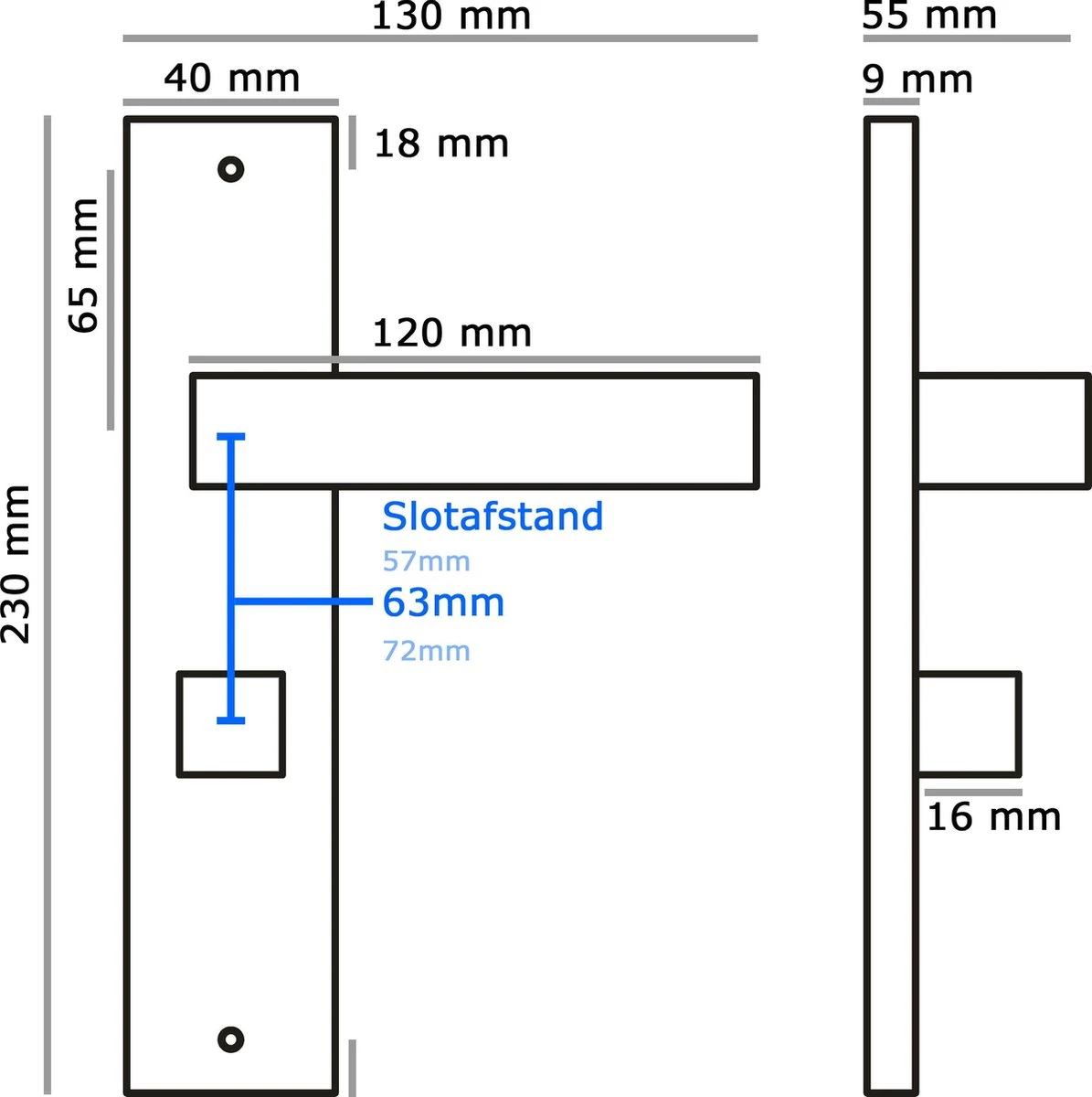 Eliot WC / Badkamer Incl. Insteekslot - Deurklink Set - Insteekslot WC / Badkamer - Mat Zwart - Rechthoekig Model 4 Eliot WC / Badkamer Incl. Insteekslot - Deurklink Set - Insteekslot WC / Badkamer - Mat Zwart - Rechthoekig Model - Afbeelding 2