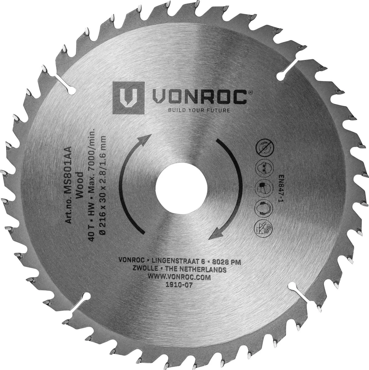 VONROC Zaagblad – Ø216MM – 40 Tanden – Voor Hout – Geschikt Voor Afkortzagen & Tafelzagen 4 VONROC Zaagblad – Ø216MM – 40 Tanden – Voor Hout – Geschikt Voor Afkortzagen & Tafelzagen - Afbeelding 2