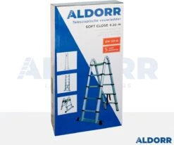 ALDORR Home Telescopische Vouwladder 6,20 Meter - Met Stabilisatievoet En Soft Closing - Aluminium -Makita Winkel 1200x1000 35