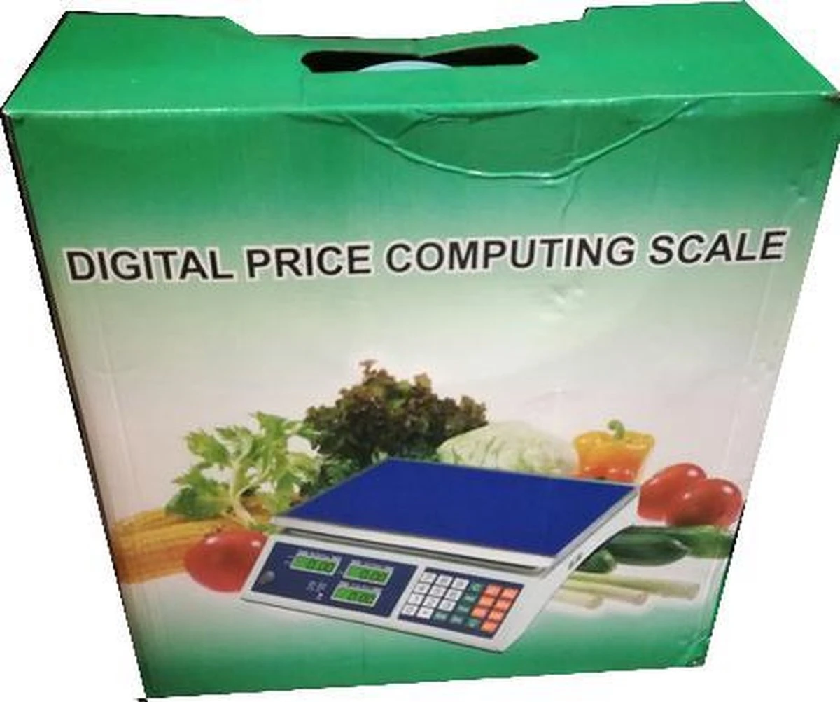 Merkloos Digitale Horeca, Markt, Pakket Prijs Weegschaal Met Voor En Achter LED Display 40KG En Oplaadbare Accu Nauwkeurigheid 5 Gram 5 Merkloos Digitale Horeca, Markt, Pakket Prijs Weegschaal Met Voor En Achter LED Display 40KG En Oplaadbare Accu Nauwkeurigheid 5 Gram - Afbeelding 3