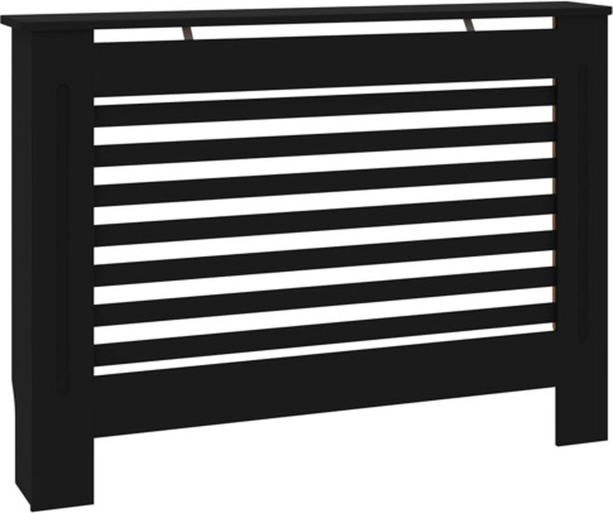 VidaXL Radiatorombouw 112x19x81 Cm MDF Zwart 3 VidaXL Radiatorombouw 112x19x81 Cm MDF Zwart