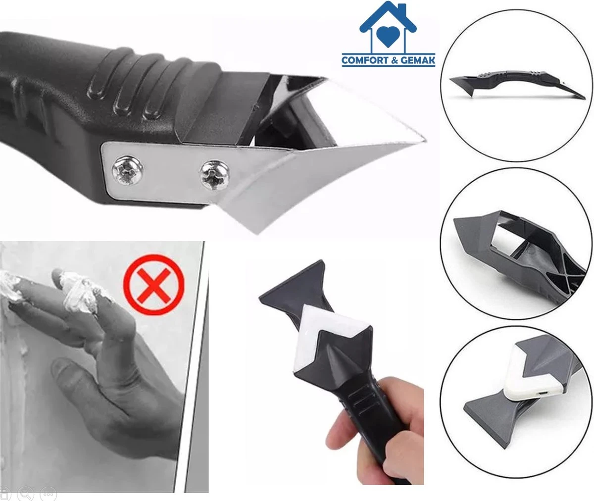 Eenvoudig Kit Verwijderen En Aanbrengen - Siliconenkit Verwijderaar Schraper - Kitpistool Hulpstuk - 3 In 1 Tool - Gratis 5 + 4 Afstrijkrubbers + Tijdelijk Gratis Kitmondjes! 4 Eenvoudig Kit Verwijderen En Aanbrengen - Siliconenkit Verwijderaar Schraper - Kitpistool Hulpstuk - 3 In 1 Tool - Gratis 5 + 4 Afstrijkrubbers + Tijdelijk Gratis Kitmondjes! - Afbeelding 2