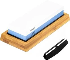 Latalis Pro Serie Slijpsteen 1000/6000 - Messenslijper - Wetsteen Met Anti-slip + Bamboeblok