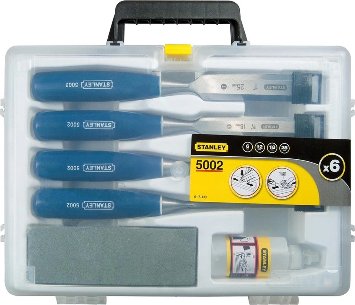 STANLEY 0-16-130 Houtbeitelset - 6-delig - Met Opbergbox 3 STANLEY 0-16-130 Houtbeitelset - 6-delig - Met Opbergbox