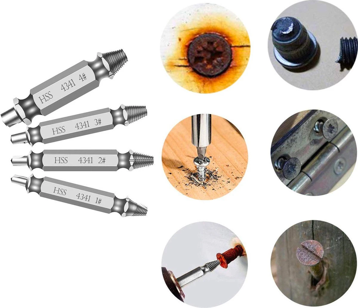 Schroefverwijderaar - Schroef Verwijder Set - Uitboorset 4-delig - HSS 4341 Set - Borenset Bitset 6 Schroefverwijderaar - Schroef Verwijder Set - Uitboorset 4-delig - HSS 4341 Set - Borenset Bitset - Afbeelding 4