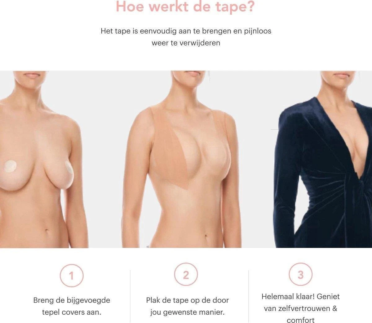 *** 3x 5 Meter Boob Tape + Gratis Set Tepel Covers - Borst Tape - BH Tape - 5 Cm - Extra Sterk - Van Heble® *** 8 *** 3x 5 Meter Boob Tape + Gratis Set Tepel Covers - Borst Tape - BH Tape - 5 Cm - Extra Sterk - Van Heble® *** - Afbeelding 6