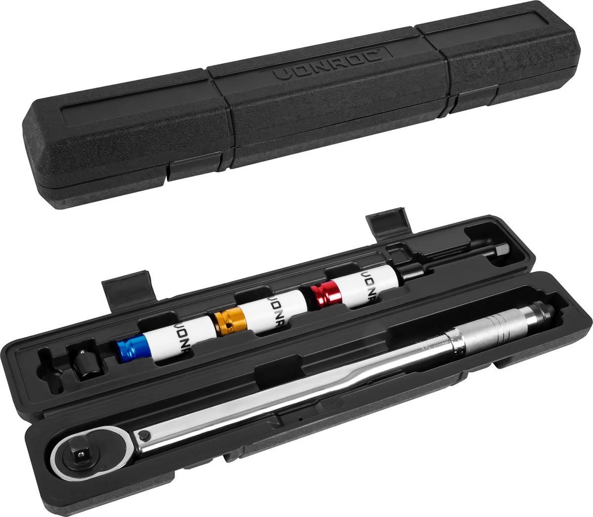 VONROC Momentsleutel ½” – 470mm – 28-210Nm – Incl. 3-delige Doppenset, Verlengstuk En Verloopstuk/adapter 9 VONROC Momentsleutel ½” – 470mm – 28-210Nm – Incl. 3-delige Doppenset, Verlengstuk En Verloopstuk/adapter - Afbeelding 7