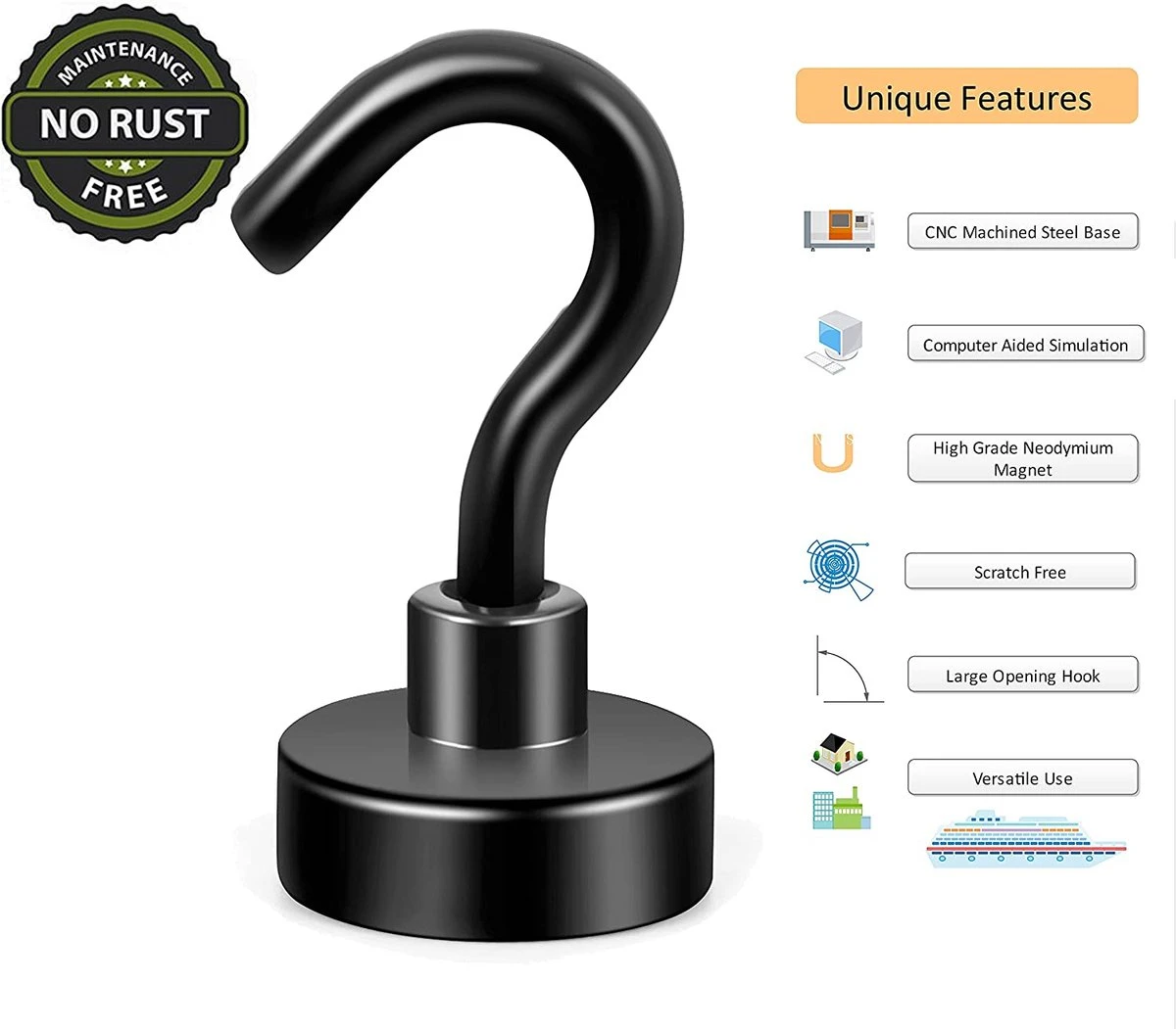 Super Sterke Magnetische Ophanghaakjes - 6 Stuks Inclusief Opbergdoosje Met Bewaardoosje - Sterk Magneetjes 4 Super Sterke Magnetische Ophanghaakjes - 6 Stuks Inclusief Opbergdoosje Met Bewaardoosje - Sterk Magneetjes - Afbeelding 2