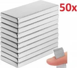 Set Van 50 Supersterke Mini Neodymium Magneetjes - Super Sterke Kleine Magneten - Rechthoekig - Platte Magnets Voor Memobord/Whiteboard - 10x5 Mm - Permanente Magnetische Kracht - Set Van 50 Stuks