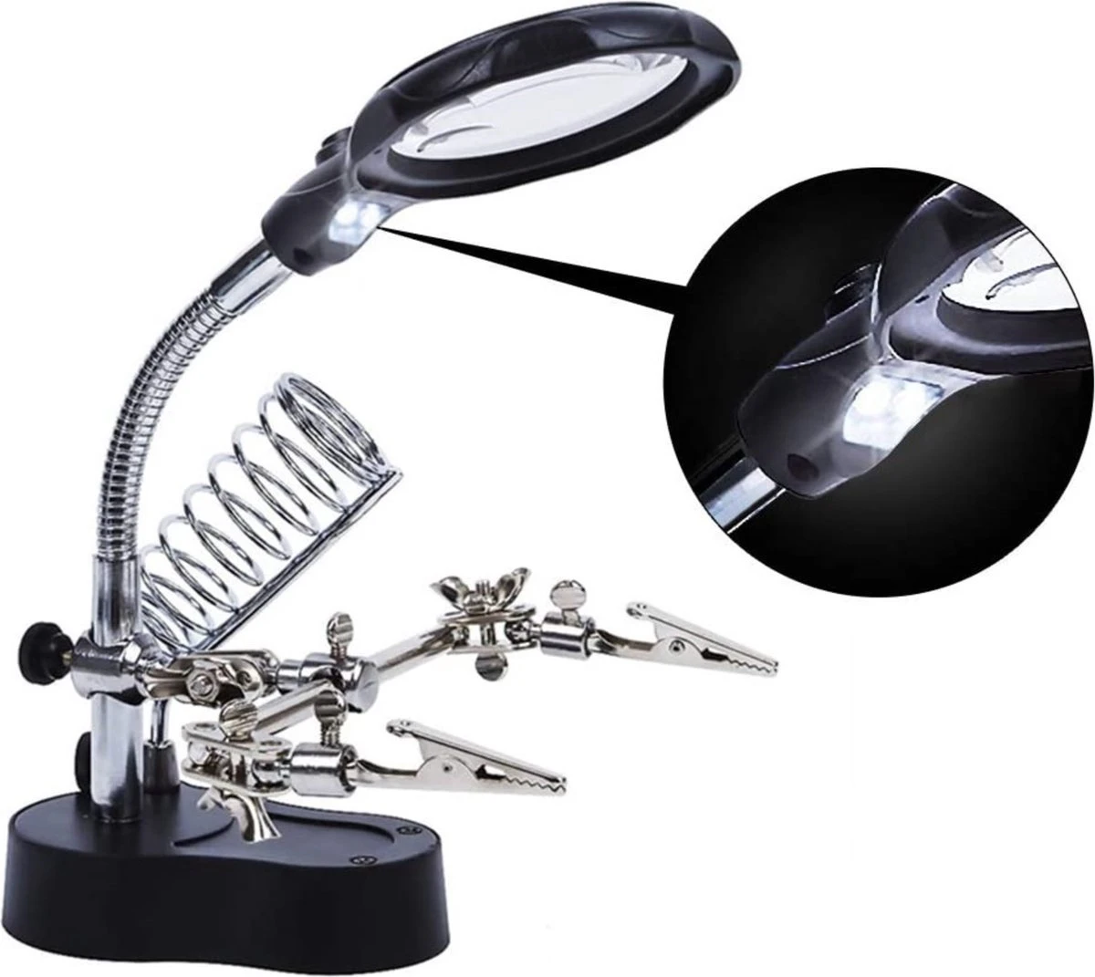 Benson Derde Handje Met LED Vergrootglas - Soldeerbout Houder 10 Benson Derde Handje Met LED Vergrootglas - Soldeerbout Houder - Afbeelding 8