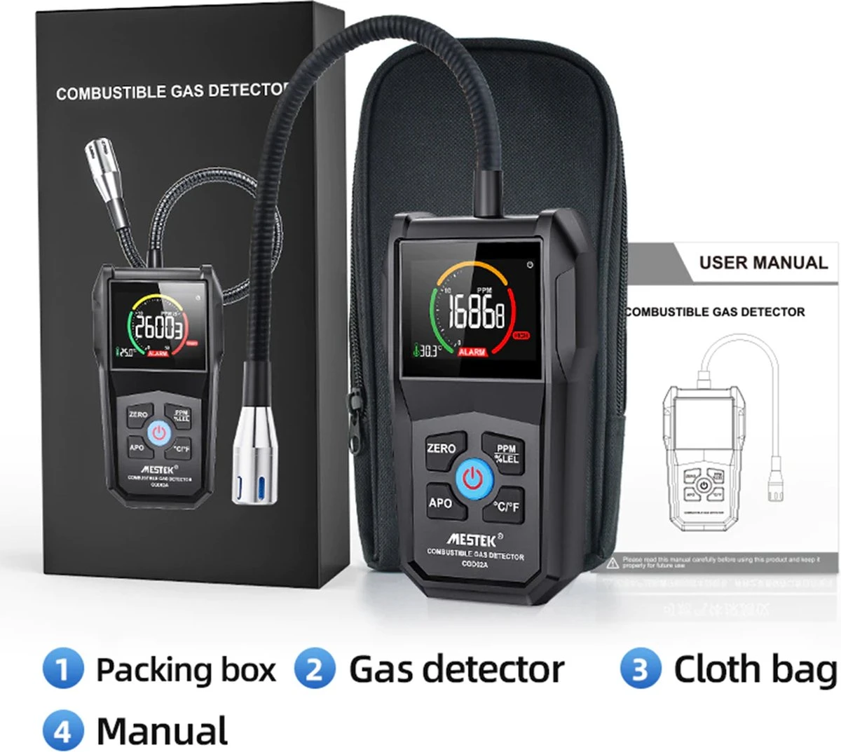 Mestek CGD02A - Gaslek Detector - Gasmeter - Gas Detector - Incl. Buideltas 15 Mestek CGD02A - Gaslek Detector - Gasmeter - Gas Detector - Incl. Buideltas - Afbeelding 13