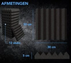PrimeAmbition Akoestische Panelen – 30x30x5cm – Zelfklevend – Geluidsisolatie – Geluidsdemper – Noppenschuim– Acoustic Foam Panels – Wandpaneel – 12 Stuks -Makita Winkel 1200x1080 14