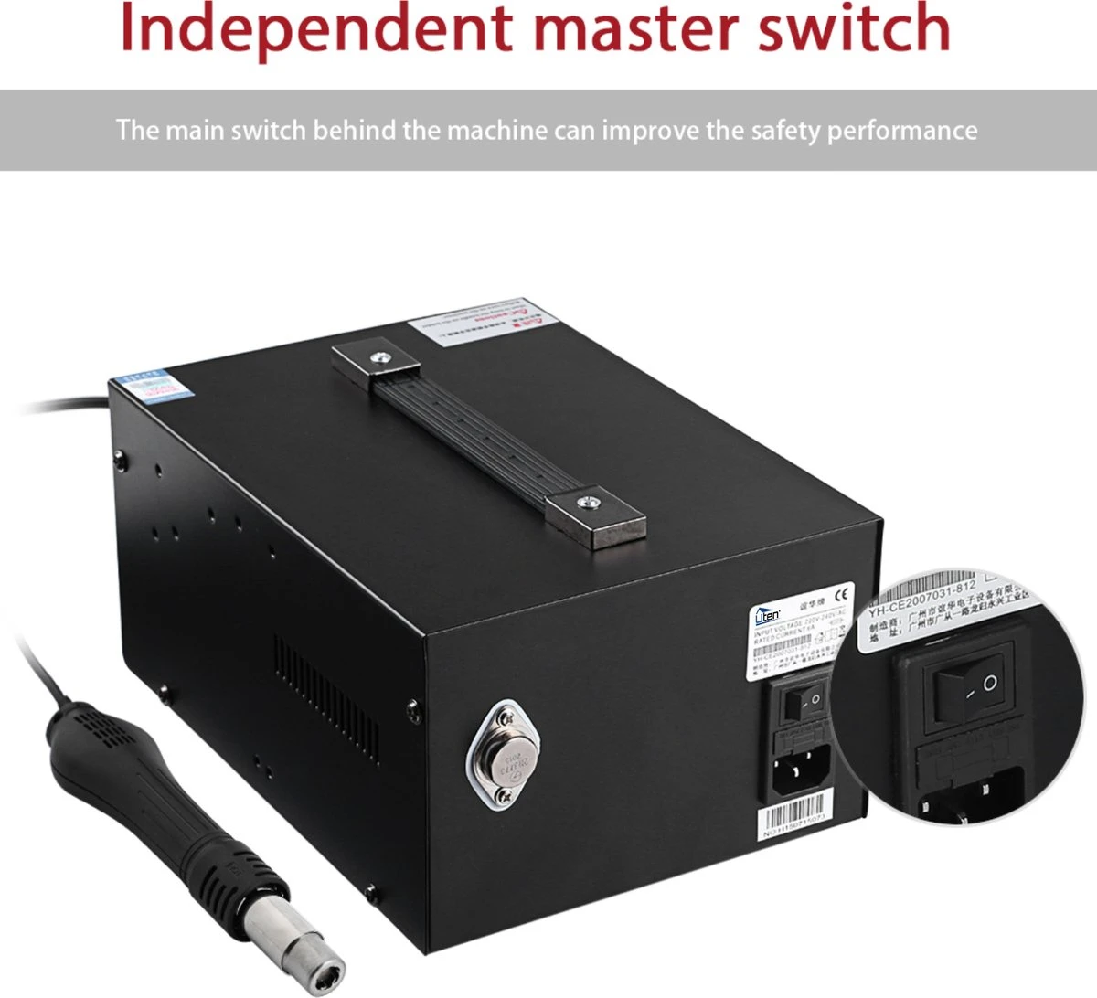 Uten 853D 3in1 Soldeerstation Digitaal Set - 760 Watt - Led Display - Soldeerstation Heteluchtpistool - Mit Verwisselbare Luchtuitlaten 4 Stukken - Soldeerbout Elektrisch - 200-480°c - Voor Smd Componenten 7 Uten 853D 3in1 Soldeerstation Digitaal Set - 760 Watt - Led Display - Soldeerstation Heteluchtpistool - Mit Verwisselbare Luchtuitlaten 4 Stukken - Soldeerbout Elektrisch - 200-480°c - Voor Smd Componenten - Afbeelding 5