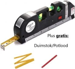 Laserwaterpas – 3 Verschillende Lasers – Inclusief Rolmaat 2,50 Cm - Klussen - Waterpas Met Laser - Torpedo Waterpas