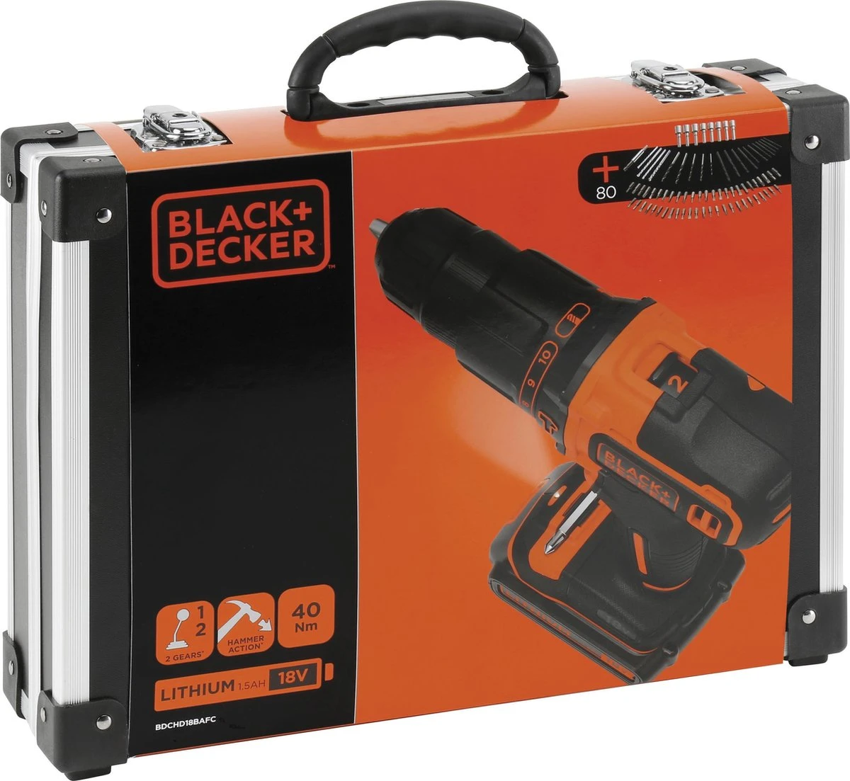 Black & Decker BLACK+DECKER BDCHD18BAFC-QW Accu Klopboormachine - 18V - 2 Accu's - Incl. 80 Accessoires 11 Black & Decker BLACK+DECKER BDCHD18BAFC-QW Accu Klopboormachine - 18V - 2 Accu's - Incl. 80 Accessoires - Afbeelding 9