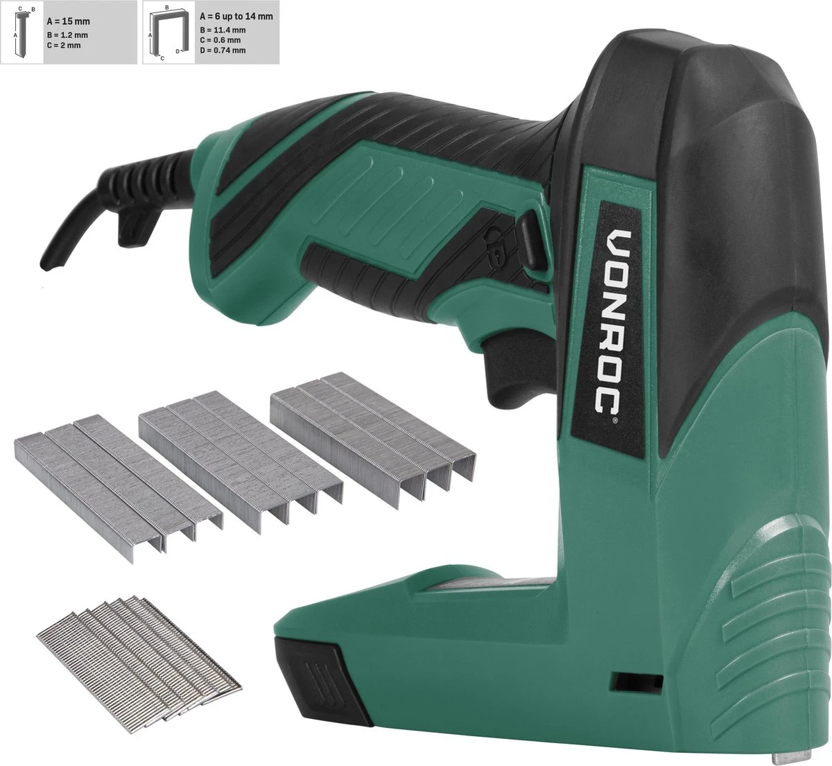 VONROC Elektrische Tacker – Complete Set Incl. 900 Nieten & 300 Spijkers 3 VONROC Elektrische Tacker – Complete Set Incl. 900 Nieten & 300 Spijkers