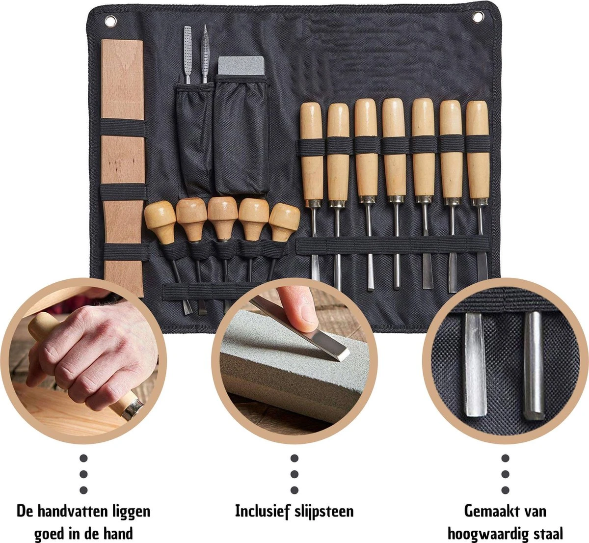Houtbewerking Gereedschap Beitel Gutsen Houtsnijset Houtsnijden Hobby - Handig Op Te Bergen - Beter Geslepen 9 Houtbewerking Gereedschap Beitel Gutsen Houtsnijset Houtsnijden Hobby - Handig Op Te Bergen - Beter Geslepen - Afbeelding 7