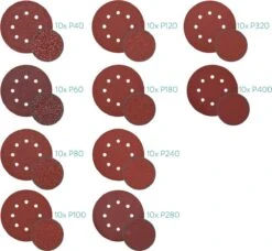 Navaris 100x Rond Schuurpapier - Voor Schuurmachines - Klittenbandbevestiging - 125 Mm - Korrel 40-400 - Schuurschijven Voor Hout, Metaal En Meer -Makita Winkel 1200x1106