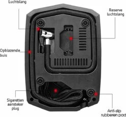 Olvy Elektrische Bandenpomp - Luchtcompressor 12V - Compressor Bandenpomp - Fiets/Auto/Motor/Bal/Luchtbed - Met 4 Opzet Stukken -Makita Winkel 1200x1111