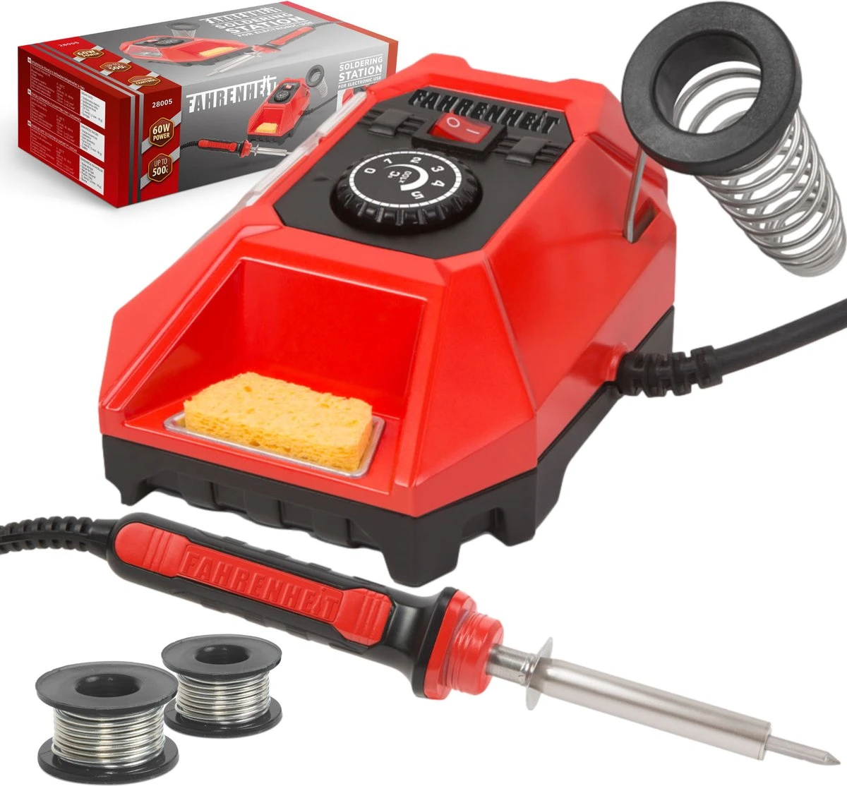 Complete Soldeerset - Soldeerbout Met Soldeerstation Inclusief Tin & Spons - Instelbare Temperatuur - MAX. 500 ºC - 60W 3 Complete Soldeerset - Soldeerbout Met Soldeerstation Inclusief Tin & Spons - Instelbare Temperatuur - MAX. 500 ºC - 60W