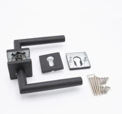 Slotman Solutions Mat Zwarte Deurklink RVS Met Vierkante Rozet En Cilindergat - Deurkruk Zwart Voor Stijlvolle En Elegante Uitstraling -Makita Winkel 1200x1115 8