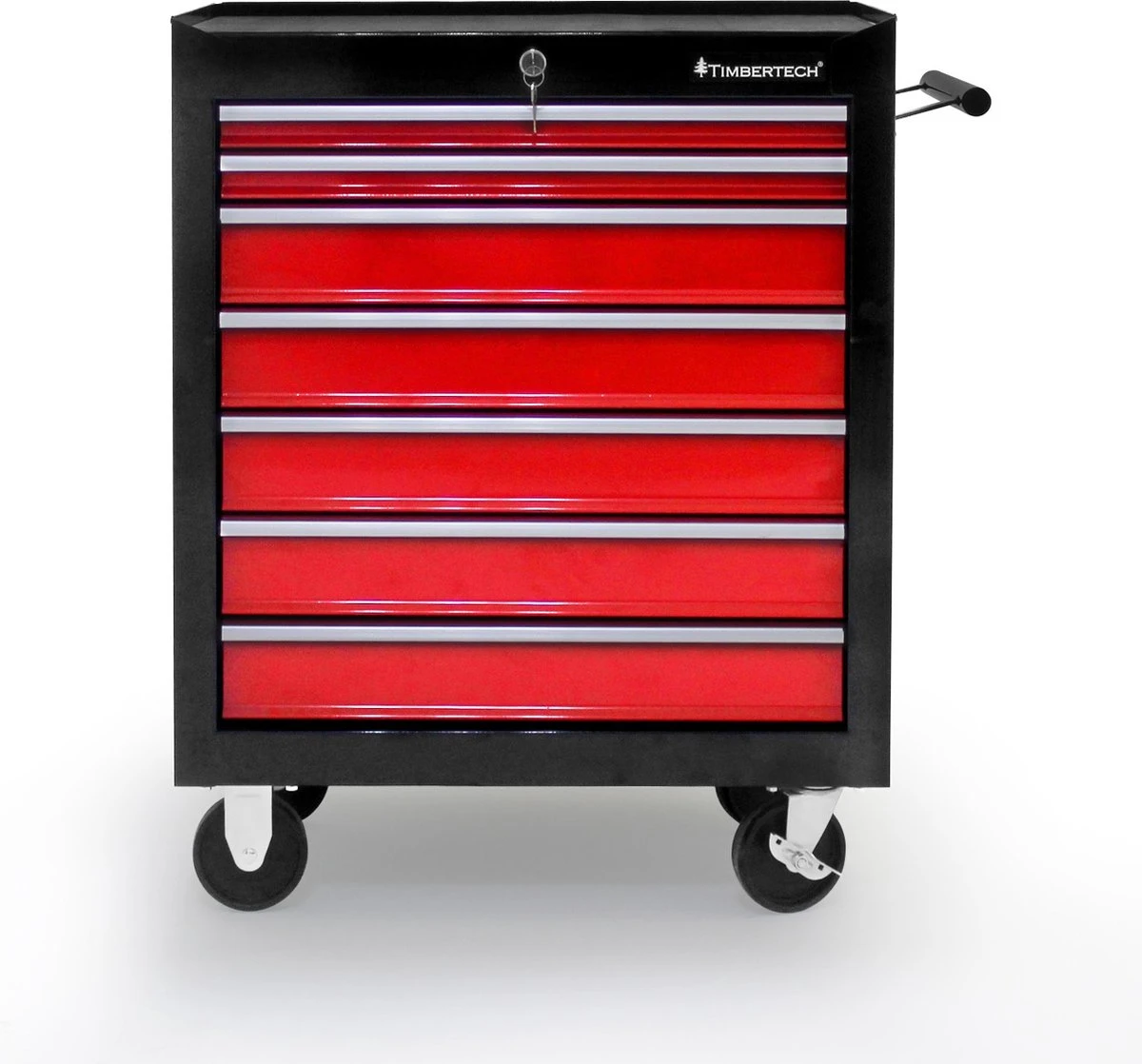 Timbertech - Afsluitbare Werkplaatswagen Op Wielen Met Parkeerrem - Exclusief Gereedschappen - 7 Laden Met Inleg - Gereedschapswagen - Montagewagen - Trolley Voor Diverse Gereedschappen - Staal - Rood/Zwart 16 Timbertech - Afsluitbare Werkplaatswagen Op Wielen Met Parkeerrem - Exclusief Gereedschappen - 7 Laden Met Inleg - Gereedschapswagen - Montagewagen - Trolley Voor Diverse Gereedschappen - Staal - Rood/Zwart - Afbeelding 14