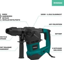 VONROC Boorhamer 1800W – 6 Joule – SDS Plus – 4 Functies – Incl. 3 SDS-plus Boren En 2 SDS-plus Beitels -Makita Winkel 1200x1119 9