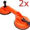 Merkloos Dubbele Glasdrager Met Zuignap - Kunststof - Max. 50 Kg - Oranje - 2 Glasdragers