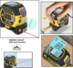 Levabe 3 In 1 Slimme Rolmaat - Digitale Laser - Afstandsmeter 40M - Elektronische Metrische Systeem - 5M Meetlint - Roestvrij - Display -Makita Winkel 1200x1124 12