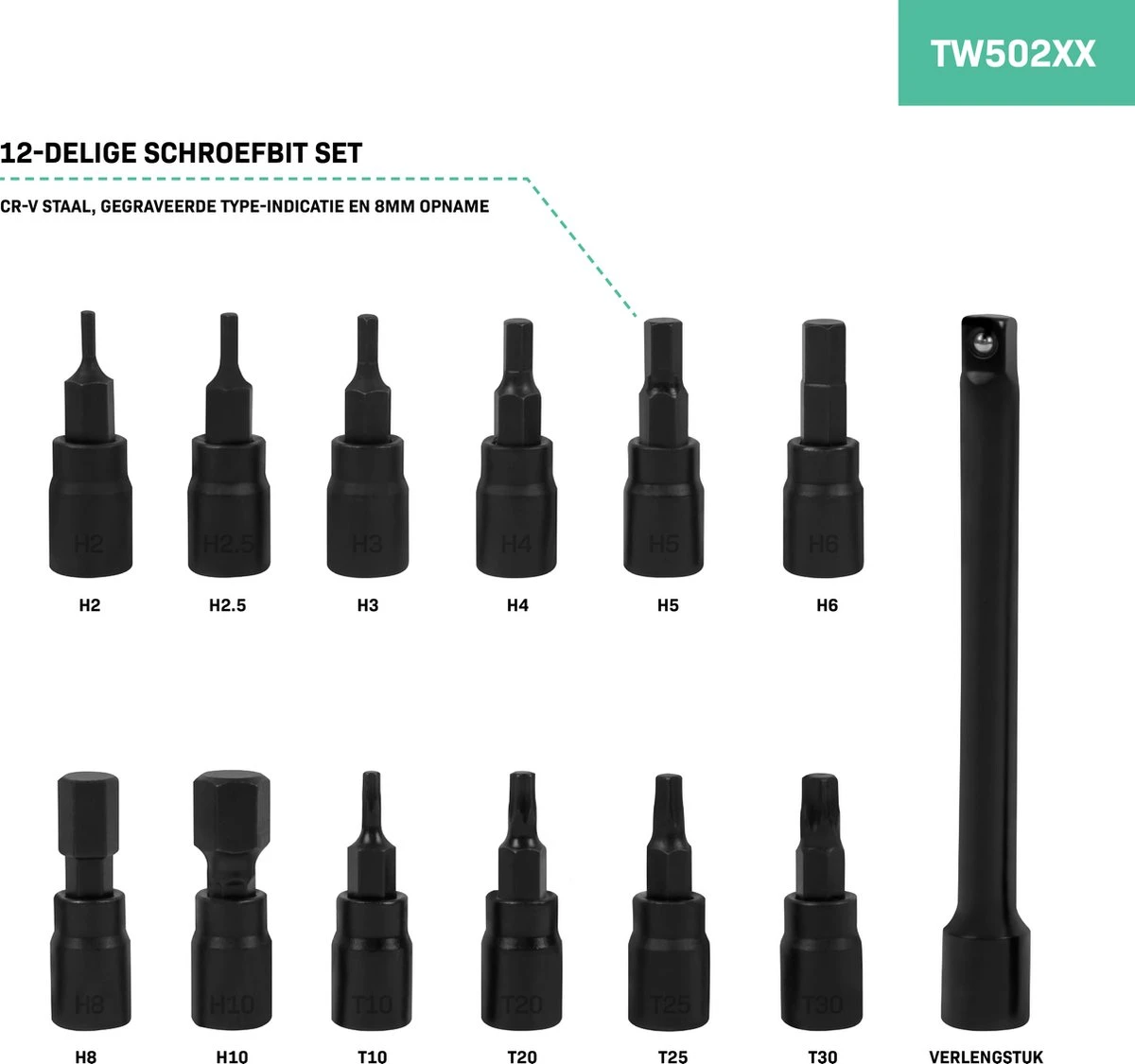VONROC Momentsleutel ¼” - 265mm - 5-25Nm – Incl. 12-delige Bitset (8 X Inbus, 4 X Torx) En 100mm Verlengstuk - In Stevige Opbergkoffer 7 VONROC Momentsleutel ¼” - 265mm - 5-25Nm – Incl. 12-delige Bitset (8 X Inbus, 4 X Torx) En 100mm Verlengstuk - In Stevige Opbergkoffer - Afbeelding 5