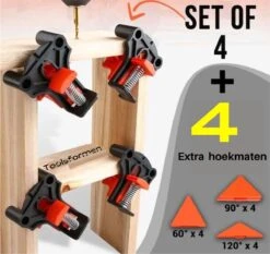 Houtklem Set 4 St 60/90/120 Graden-Lijmklem-Haakse Klemmen-Houtgereedschap-Toolsformen-inclusief 3 Houtboortjes -Makita Winkel 1200x1133 12