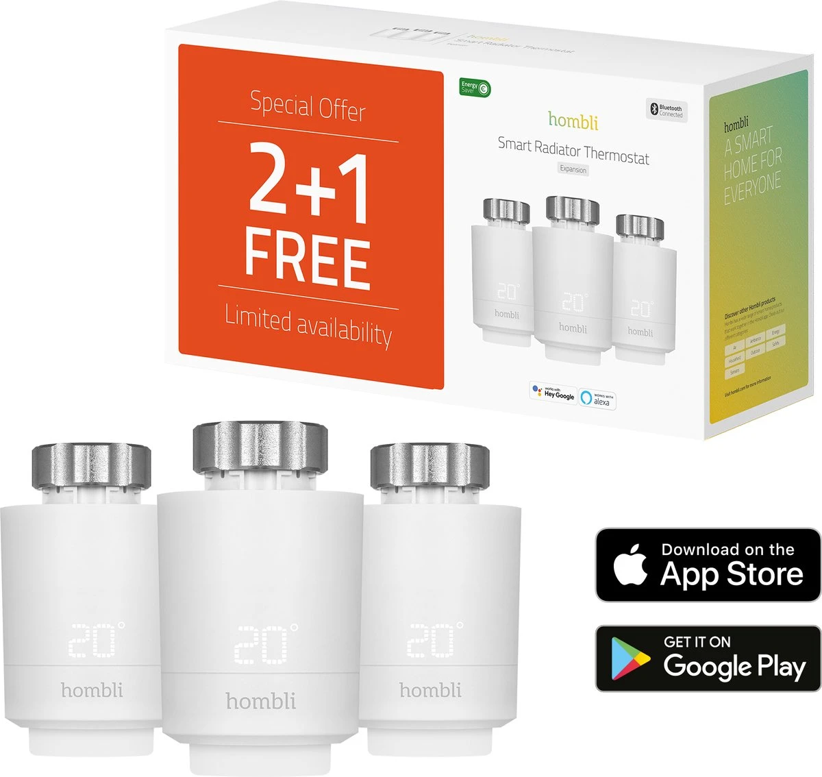 Hombli Smart Radiator Thermostat Expansion Pack (2+1) – Slimme Radiatorknop – Thermostaatkraan – Bluetooth – Bediening Via App - Open Raam Detectie – Verbruiksoverzicht – Spraakbesturing Met Google, Alexa En Siri 15 Hombli Smart Radiator Thermostat Expansion Pack (2+1) – Slimme Radiatorknop – Thermostaatkraan – Bluetooth – Bediening Via App - Open Raam Detectie – Verbruiksoverzicht – Spraakbesturing Met Google, Alexa En Siri - Afbeelding 13