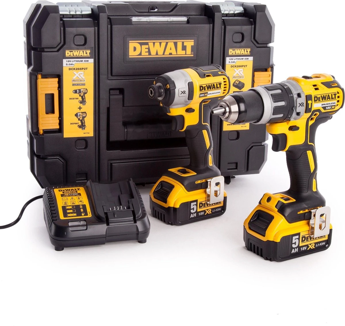 DeWalt DCK266P2T Combiset - Accu Klop-/Schroefboormachine + Accu Slagschroevendraaier - 18V 5.0Ah XR Li-ion 4 DeWalt DCK266P2T Combiset - Accu Klop-/Schroefboormachine + Accu Slagschroevendraaier - 18V 5.0Ah XR Li-ion - Afbeelding 2