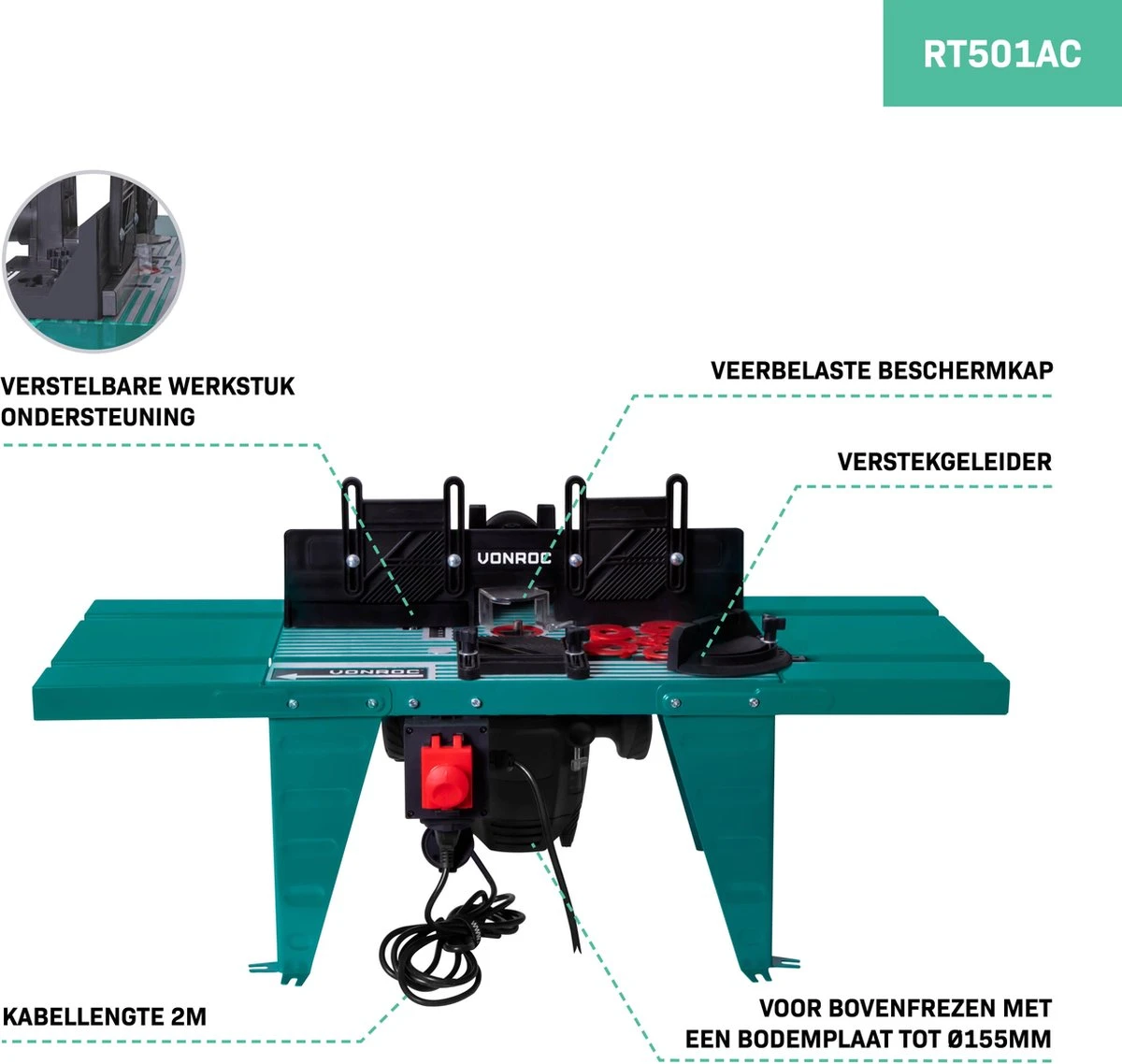 VONROC Freestafel – Universeel – Voor Bovenfrezen – Bodemplaat Tot Ø155mm – Tot 1800W Vermogen 7 VONROC Freestafel – Universeel – Voor Bovenfrezen – Bodemplaat Tot Ø155mm – Tot 1800W Vermogen - Afbeelding 5