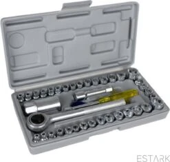 ESTARK® Professionele XL 40-Delige Dopsleutel Set - Met Momentsleutel Ratel & Verlengstuk - Doppenset Doppendoos Torx/Inbus/Hex/Kruiskop/Philips Bit Doppen Set - Ratelset - Met Snelwisselsysteem - 1/4" & 1/2" Inch Doppenset -Makita Winkel 1200x1140 16