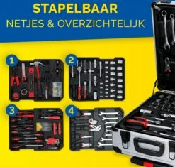 Kinzo Handgereedschapset - 187-delig - In Aluminium Rolkoffer - CR-V-Staal -Makita Winkel 1200x1142 16