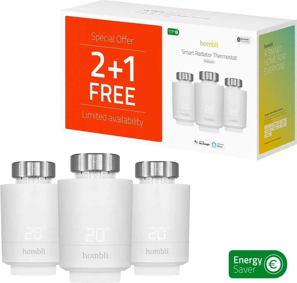 Hombli Smart Radiator Thermostat Expansion Pack (2+1) – Slimme Radiatorknop – Thermostaatkraan – Bluetooth – Bediening Via App - Open Raam Detectie – Verbruiksoverzicht – Spraakbesturing Met Google, Alexa En Siri 3 Hombli Smart Radiator Thermostat Expansion Pack (2+1) – Slimme Radiatorknop – Thermostaatkraan – Bluetooth – Bediening Via App - Open Raam Detectie – Verbruiksoverzicht – Spraakbesturing Met Google, Alexa En Siri