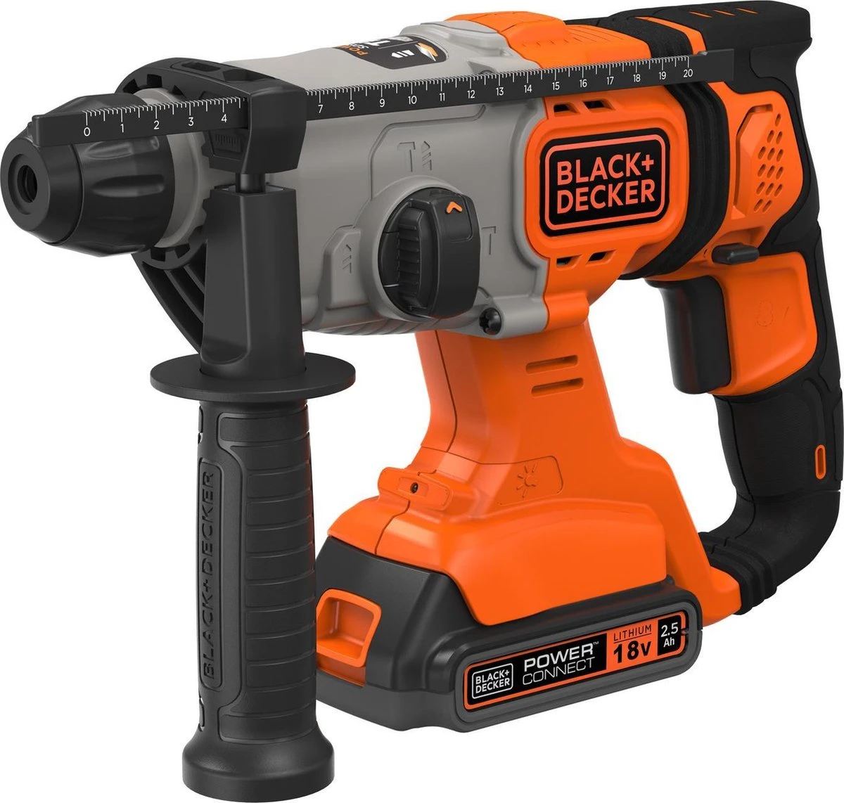 Black & Decker BLACK+DECKER BCD900E2K-QW Boorhamer - 18V - Incl. 2 Accu's, Lader En Koffer 12 Black & Decker BLACK+DECKER BCD900E2K-QW Boorhamer - 18V - Incl. 2 Accu's, Lader En Koffer - Afbeelding 10