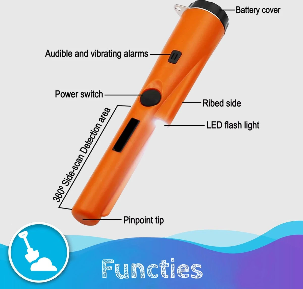 Summer Spark Pinpointer - Metaal Detector Professioneel - Oranje - Metaaldetector Voor Volwassenen / Kinderen 4 Summer Spark Pinpointer - Metaal Detector Professioneel - Oranje - Metaaldetector Voor Volwassenen / Kinderen - Afbeelding 2