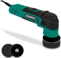 VONROC Excentrische Polijstmachine – 400W – Ø50 En Ø75MM - Met Soft Start En Constant Power Electronics - Incl. 2 Polijstschijven En 2 Steunschijven