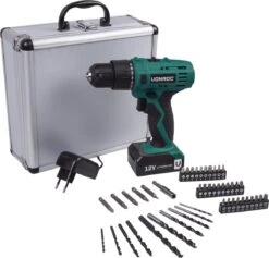 VONROC Accuboormachine – 12V Li-Ion – Incl. Aluminium Opbergkoffer, 46 Accessoires, 1x Accu & Lader