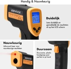 DynaBright Digitale Infrarood Thermometer - Van -50℃ Tot 380℃ - Batterij Inbegrepen - Gebruik Voor Binnen En Buiten - Temperatuurmeter Met LCD Scherm - In ℉ En ℃ - Infrarood Thermometer - Warmtemeter Met Ingebouwde Laser -Makita Winkel 1200x1150 7