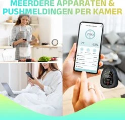 NEW ACCU - 5 In 1 Infrarood CO2-meter + Smart App - Koppel Apparaten & Ruimtes - Luchtkwaliteitsmeter Met Rooksensor & Brandalarm - Draagbaar & Oplaadbaar - Temperatuur & Luchtvochtigheid - Binnen & Horeca - Zwart -Makita Winkel 1200x1151 15
