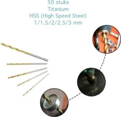 Boxus Borenset - 50 Stuks - HSS Boren - Spiraalboren 1/1.5/2/2.5/3 Mm - Geschikt Voor Staal, Aluminium, Koper, Hardhout Of Kunststof - Metaal Boor -Makita Winkel 1200x1154 1