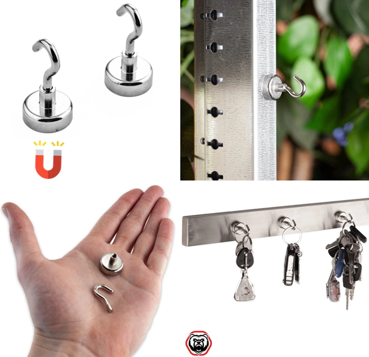 Brute Strength - Super Sterke Magnetische Ophanghaakjes - 20 Mm - 2 Stuks - Neodymium Magneet Sterk - Magneet Haakjes - Haak Magneten 4 Brute Strength - Super Sterke Magnetische Ophanghaakjes - 20 Mm - 2 Stuks - Neodymium Magneet Sterk - Magneet Haakjes - Haak Magneten - Afbeelding 2