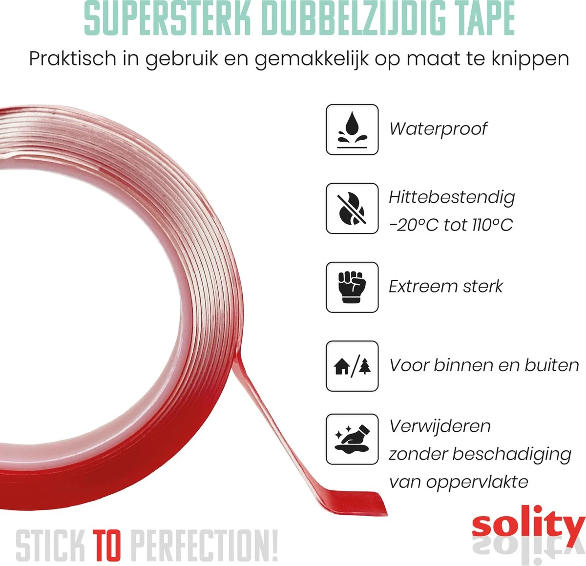 SOLITY® Dubbelzijdig Tape - Montagetape - Extra Sterk - Inclusief Extra’s - Transparant - 3m X 10mm 4 SOLITY® Dubbelzijdig Tape - Montagetape - Extra Sterk - Inclusief Extra’s - Transparant - 3m X 10mm - Afbeelding 2