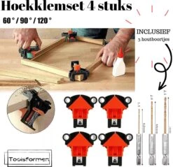 Houtklem Set 4 St 60/90/120 Graden-Lijmklem-Haakse Klemmen-Houtgereedschap-Toolsformen-inclusief 3 Houtboortjes -Makita Winkel 1200x1160 15