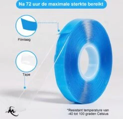 24ME® 6 Meter Puur Acryl Tape - Dubbelzijdig Montagetape - Tape - 10mm X 6 Meter - Ultra Strong Sterk - Transparant - Sterk Lijm -Makita Winkel 1200x1162 16