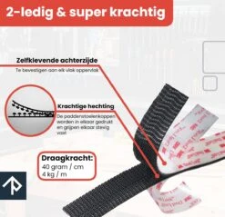 3M Dual Lock - 2 Meter - Ultra Sterke Klittenband Zelfklevend - Zwart -Makita Winkel 1200x1162 18